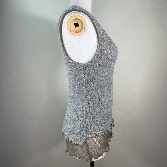 Tanami Layered Open Weave Knit Stretchy Sleeveless Pullover Tank Top EUC O/S - Picture 5 of 16